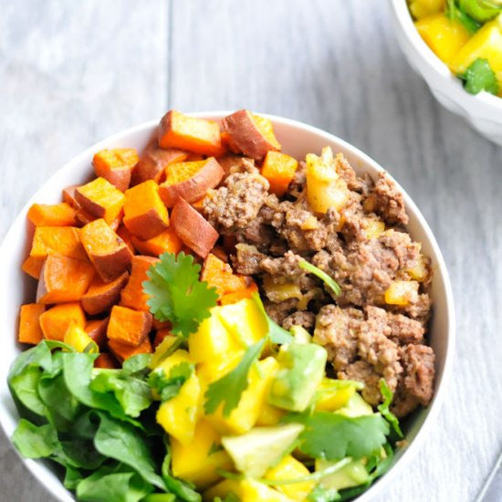 Sweet Potato and Pineapple Beef Bowl