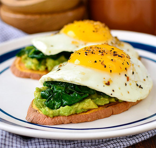 Avocado, Egg & Spinach Sweet Potato Toasts