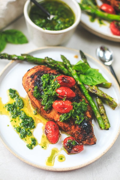 Spanish Rub Grilled Chicken With Parsley Mint Sauce