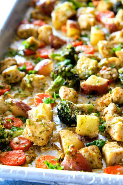 Sheet Pan Pesto Chicken Dinner