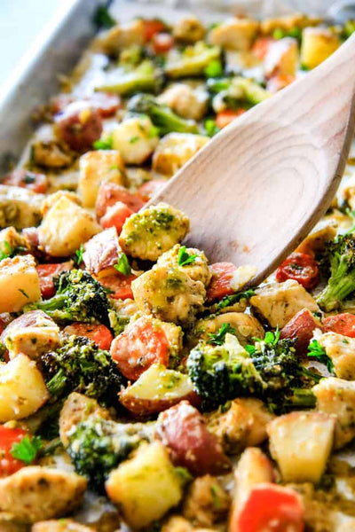Sheet Pan Pesto Chicken Dinner