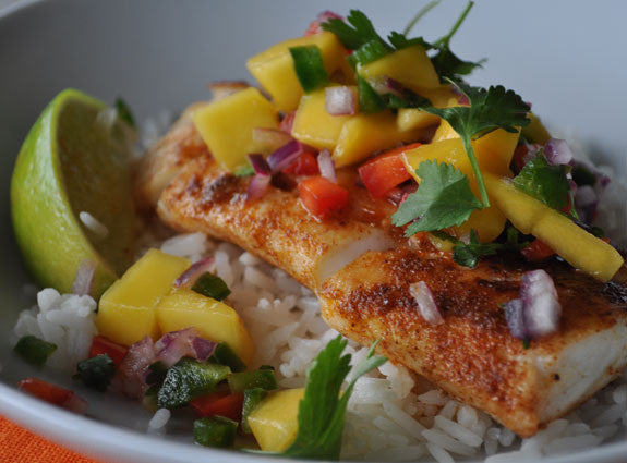 Blackened Cod with Pineapple & Mango Salsa