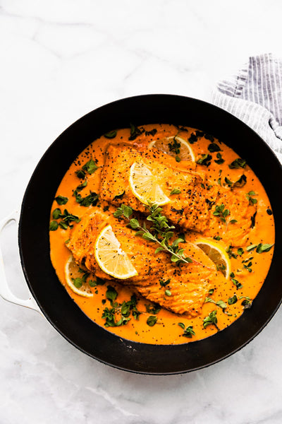 Salmon With Roasted Red Pepper Sauce