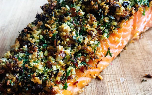 Baked Salmon With Cranberry & Almond Crust