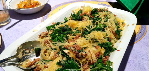 Spaghetti Squash With Sausage & Kale
